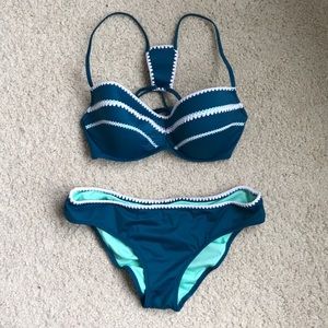 Teal colored bikini set